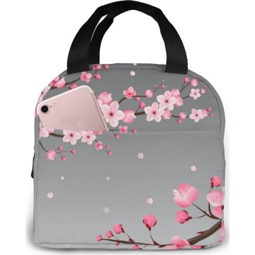 Insulated Lunch Bag Thermal Spring Blossom Tote Bags Cooler Picnic Food Lunch Box Bag For Kids Women Girls Men Children