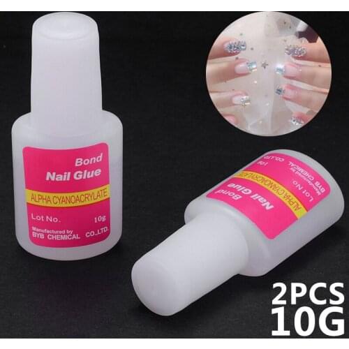 2Pcs 10g Nail Foil Adhesive Glue With Brush For Nail Art Fake Acrylic False Tips Starry Sky Sticker Transfer Strong Glue