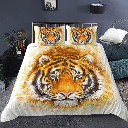 3D Tiger Leopard Lion Printed Duvet Cover Quilt Covers for Adult Bedroom Bedding Sets US/EU/AU Single Double King Queen Size