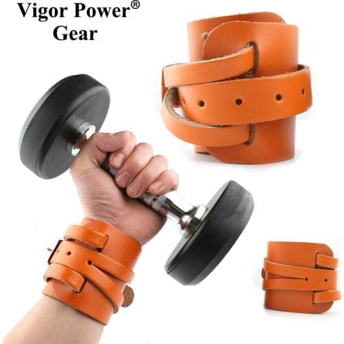 Vigor Power GearHigh quality Crossfit Leather weightlifting genuine leather wrist support wrist wraps Barbell Fitness Gloves