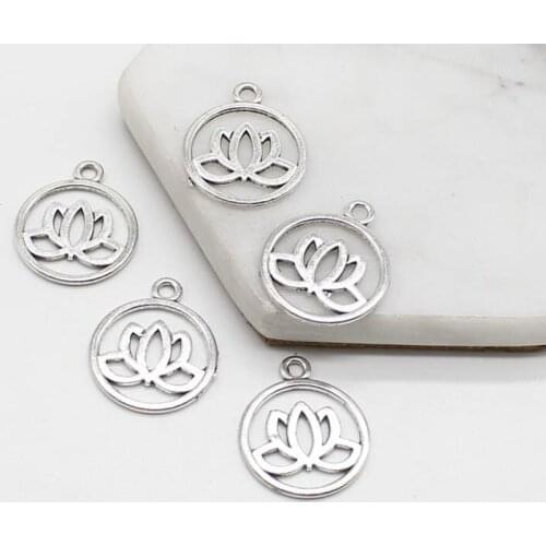10pcs Buddhist St. Lotus Lotus Necklace Pendant DIY Personalized Exquisite Accessories Ancient Silver Lotus Pendant Jewelry Acce
