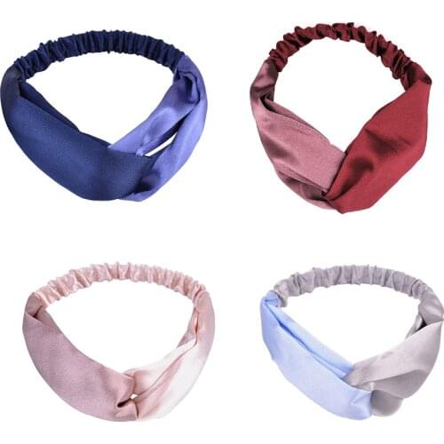 Fashion Women Girls Elastic Hair Bands Silk Headbands Satin Cross Fitness Yoga Headwear Stretch Wash Makeup Hair Accessories
