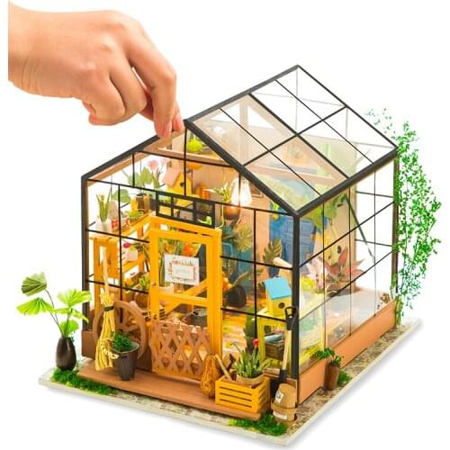 Eight Kinds DIY Miniature Greenhouse Doll House Model Building Kits Dollhouse Creative Toys Hobby Gift for Children Adult