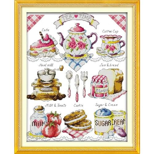 Everlasting Love Christmas Tea Time (2) Ecological Cotton Chinese Cross Stitch Kits Counted Stamped 11 CT Store Sales Promotion