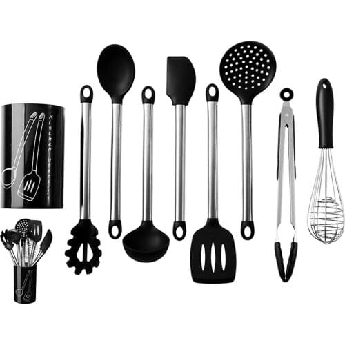 Kitchen Utensil Set 9Piece Cooking Utensils Silicon and Stainless Steel Nylon Non-stick Spatula Set Baking Tool Set cocina Gift