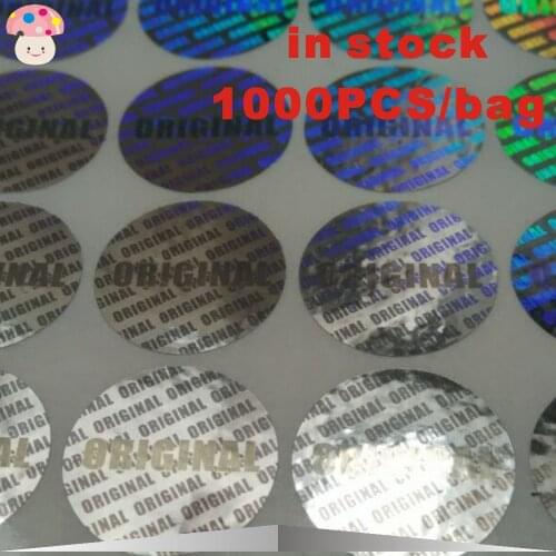 Holograms sticker (ORIGINAL), Disposable, fragility, silver self-adhesive label warranty label 15mm diameter