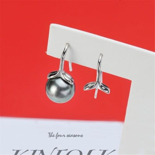 Real Solid 925 Sterling Silver Pearl Stud Earrings Accessories Findings DIY Jewelry Ear Hook Blank Empty Support