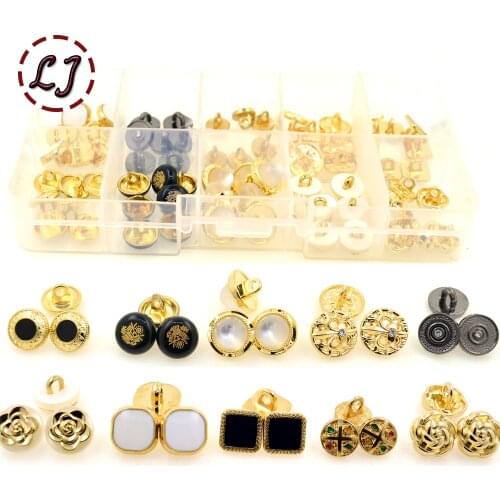 New fashion button 10pcs/lot snap buttons black gold small Decorative button for T-shirt neckline cuff garment accessories DIY