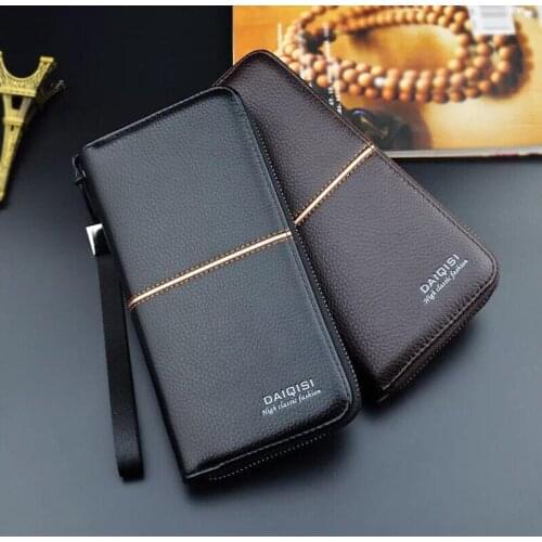 New luxury Male Leather Purse RUO FEI Mens Clutch Wallets Handy Bags Business Wallets Men Black Brown Dollar Price B34