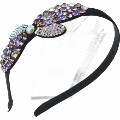 PU Leather Bow Leaves Flower Colorful Big Rhinestone Headband High Quality Cute Women Girls Headwear Headdress Hair Accessories