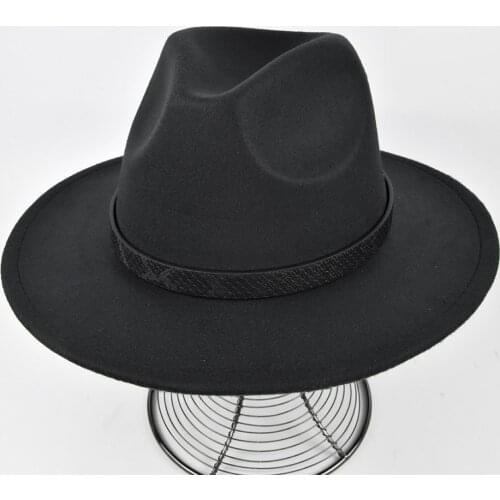 Womens Ladies Wedding Hat Hats for Women Men Fedoras Male Luxury Cowboy Caps Woolen Topper Jazz Retro Vintage Black Flat Eaves