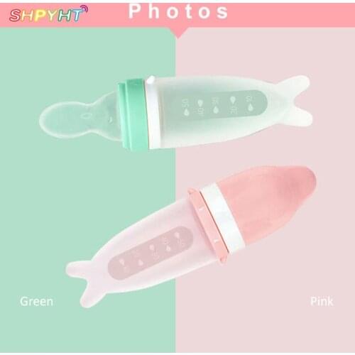 1Pcs Safety Infant Baby Silicone Feeding With Spoon Feeder & Fruit food Nipple Bits Feeder Pacifiers Food Rice Cereal Bottle NEW
