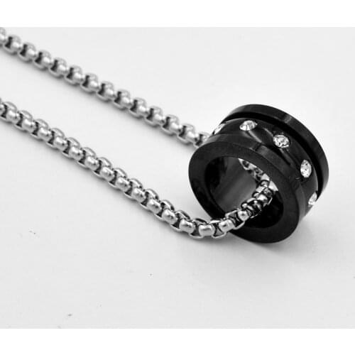 SUNNERLEES Jewelry Stainless Steel Clear Cubic Zirconia Pendant Necklace Black Gold Color Link Chain Men Women Gift SP110