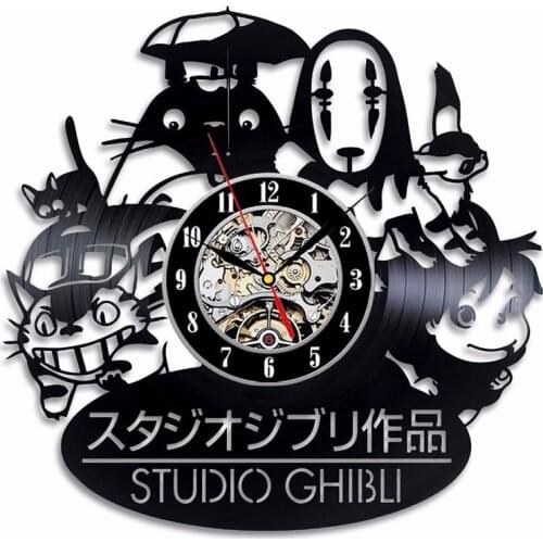 7 Different Colors Change My Neighbor Totoro Studio Vinyl Record LED Wall Clock with Ghibli Hanging Clock Wall Watch Home Decor