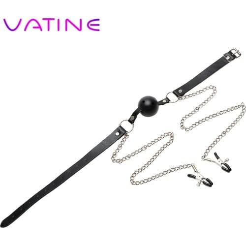 VATINE Nipple Clamp Open Mouth Ball Gag Oral Fixation Nipple Stimulator Sex Toys for Women Men Couple Flirting Adult Games