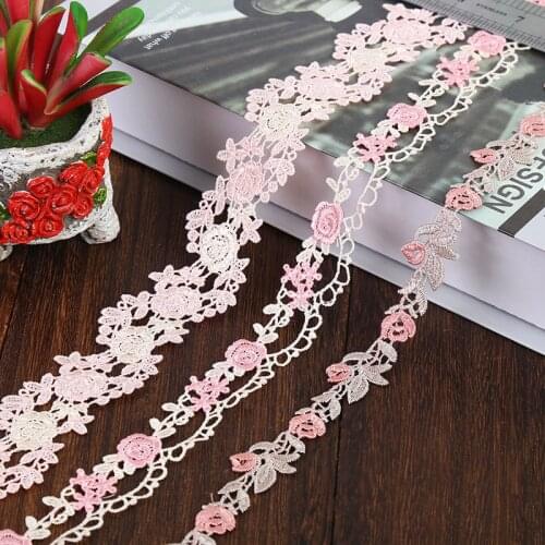 1Y Water Soluble Embroidered Tape Lace Trim Ribbons for Home Textiles Curtains Sofa Covers Cushions Trimmings Sewing Lace Fabric