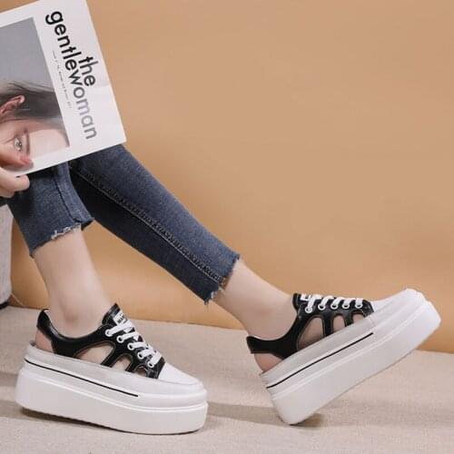 Womens Platform Sandals 2021 Summer Genuine Leather Casual Women Shoes Thick Sole Ladies Summer Shoes Women High Heels Sandals