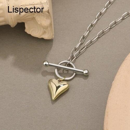 Lispector 925 Sterling Silver Simple Love Heart Pendant Necklaces for Women Minimalist Light Luxury Necklace Female Jewelry Gift