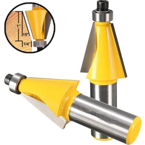 1pc 1/2" Shank 15 Degree Chamfer & Bevel Edging Router Bit Two Flute Woodworking Milling Cutting Bits MC03062
