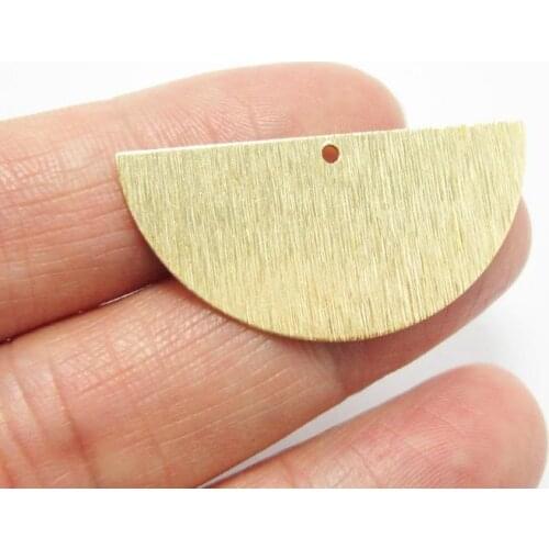 Brass pendant earrings 36x17.5mm Textured half round brass Geometric charms findings -10pcs R512