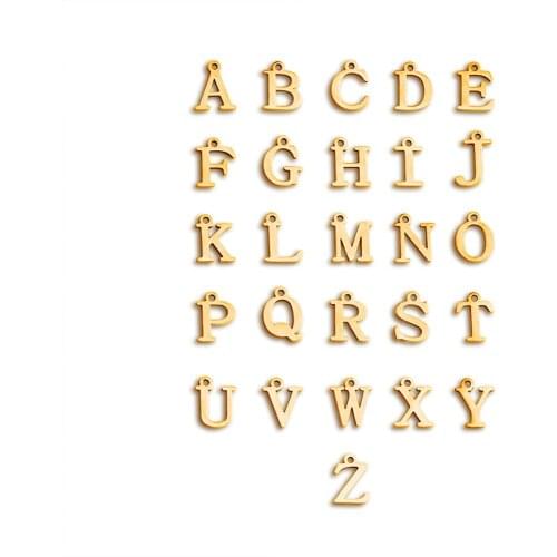 10pcs/Lot Stainless Steel Rose Gold Color A-Z Initials Alphabet Charm Letters Pendant For DIY Jewelry Findings Accessories