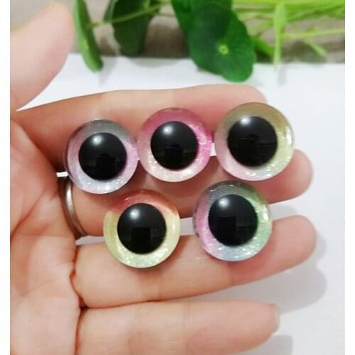 10pcs/lot new items 16mm/20mm/25mm trapezoid plastic clear safety toy eyes +Rainbow glitter fabric+white washer for doll finding