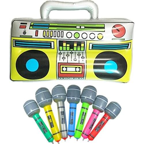 16 Inch Party Inflatable Boom Box PVC Radio 2 Microphones Wedding Decoration Party Supplies Christmas Decoration