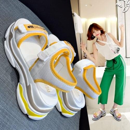 2020 summer fashion womens shoes breathable wild casual sports sandals muffin bottom color matching word sandals Z732
