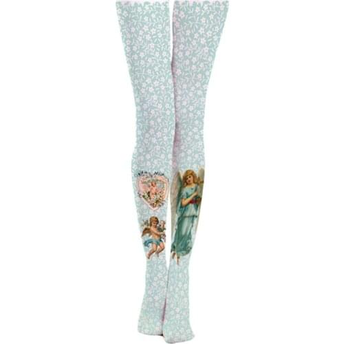 2020 Stockings Women Tights Medias Pantis Woman New Pantyhose Pastoral Retro Pattern Angel Girl Printed Female Velvet Sexy