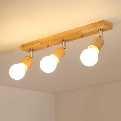 3 Heads Wooden Ceiling Lamp Modern Wood LED Ceiling Light for Living Room Dinning Room Bathroom Mirror Lighting Fixture