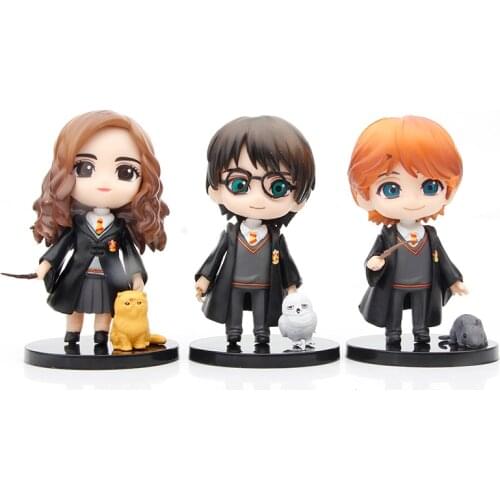 3pcs/set Harries Q Posket Model Anime Potters Action Figure Toys PVC Collectible Doll Hermione Ron Hedwig Movie Kids Cute Gifts
