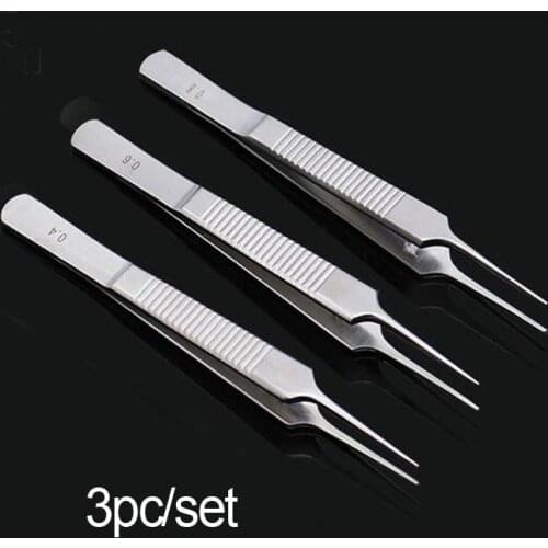 3pcs/set Medical Ophthalmology tweezers tweezers double eyelid fat tweezers 10cm tweezers with teeth (0.4MM,0.6MM,0.8MM)