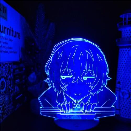 Bungo Stray Dogs 3D Lamp Dazai LED Night Light Anime Figure Manga Lampara Home Decoration Creative Lighting Bedroom Decor Lampe