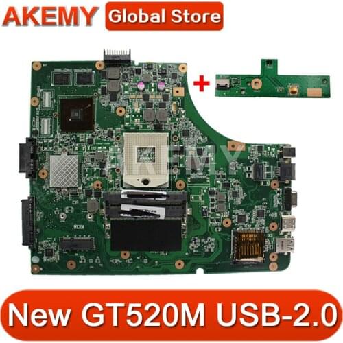 Akemy NEW motherboard For ASUS K53SC X53S K53SV K53SM K53SJ P53Sj Laptop mainboard HM65 GT520M-GPU USB-2.0