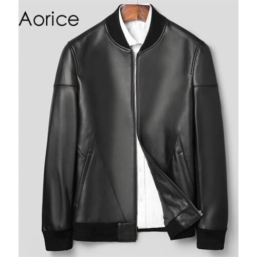 Aorice Men Genuine Sheep Skin Leather Jacket Coat Male Brand New Real Casual Leather & Suede Suit Jackets Coats MT163