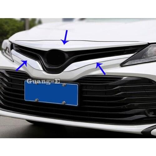For Toyota New Camry XV70 2017 2018 2019 2020 Car ABS Chrome Trim Upper Grid Grill Grille Bumper Racing Stick Protection Frame