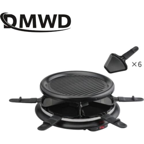 DMWD Household Electric Raclette Grill Smokeless Griddle Non-Stick BBQ Pan Bakeware Skewer Outdoor Barbecue Machine EU plug