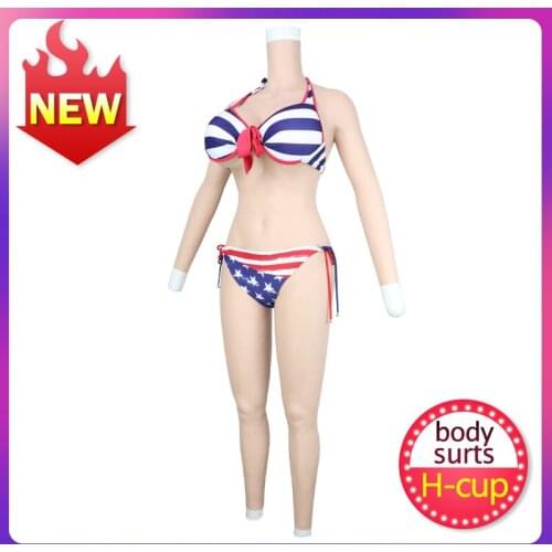Fake Silicone Breast Forms Boobs H Cup Lift Hip with Arms Whole Body Suit for Crossdresser Shemal Transgender Women Latex Outfit