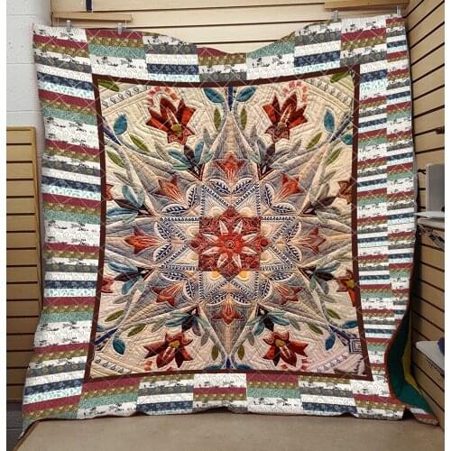 Kaleidoscope Quilt Flower Vintage Elegant High End Kids School Adults Bed Spring Summer Quilt 3D Droshipping