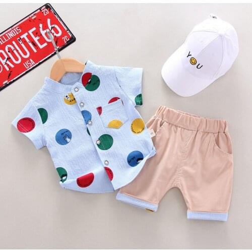 Toddler Baby Kids Clothes Set Boys Clothing Cartoon Dot Print Summer Two-piece Suit Children Oufit Suit Tops Short Outfits Set
