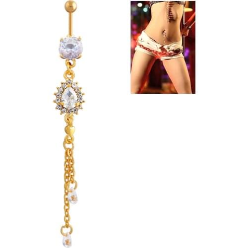 Korean Version Gold Ornaments Wholesale Jewelry Drop Zircon Belly Button Ring Hypo Allergenic body piercing