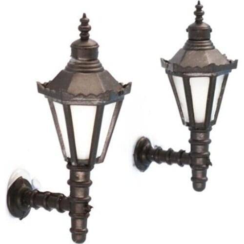 10 Pcs HO Scale 1:50 Model Lamppost 3V Bulbs Wall Light Lamps