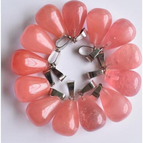 Fashion hot selling good quality Watermelon red stone charms water drop Pendants for jewelry marking 24Pcs/Lot Wholesale free