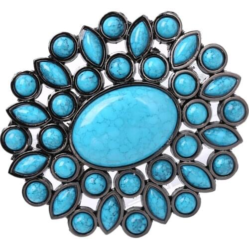 Men Turquoise Beads Stone Bohemian Belt Buckle Western Indian Cowboy Cowgirl