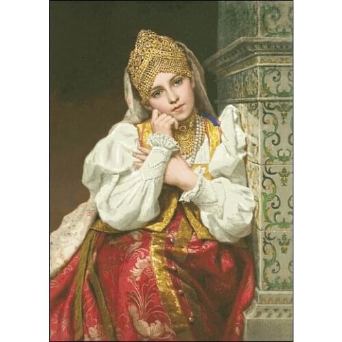 Beauty Girl Lady Cross Stitch Kits Large Format High Quality Embroidery DIY Counted 14CT Unprinted Home Decor Handmade