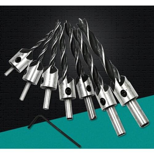 HOT 4Pcs/5Pcs/7Pcs Flute Countersink Drills BitS countersunk head drilling Bit Set 3 Tips Woodworking drill 3,4,5,6,7,8,10mm