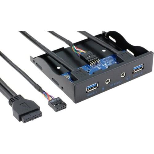 3.5" 20Pin to 2 USB 3.0 Port HUB + HD Audio PC Floppy Expansion Front Panel Rack for Computer PC With Audio Cable 9PIN-9PIN NEW