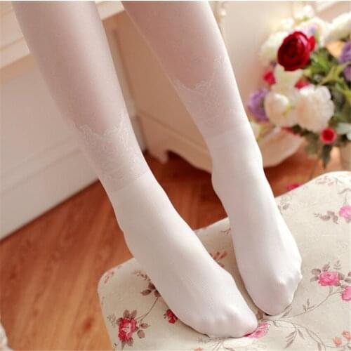 Sexy Women Lolita Tights For Girl Lace White Women Pantyhose Stockings Sweet Female Stocking B1665