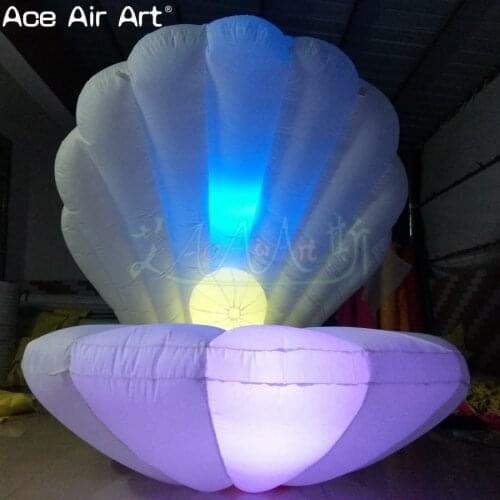 Popular illumimating inflatable shell,sea shell,2m Diameter scallop model opening with colourful LED for party decoration