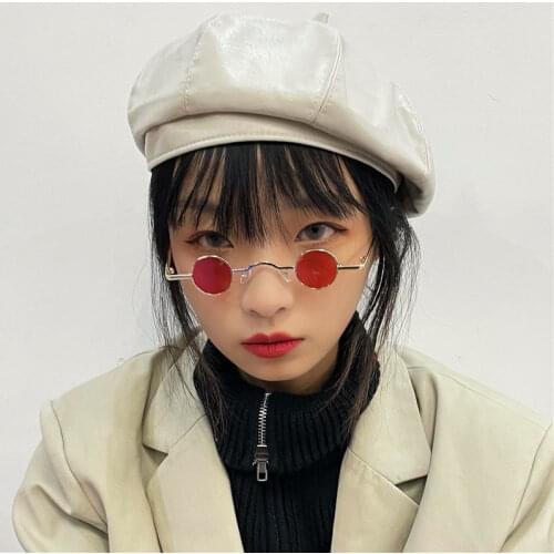 Luxury vintage Mirror punk small size Sunglasses Women/Men Classic Round Outdoor hip hop Sun Glasses UV400 Small frame glasses